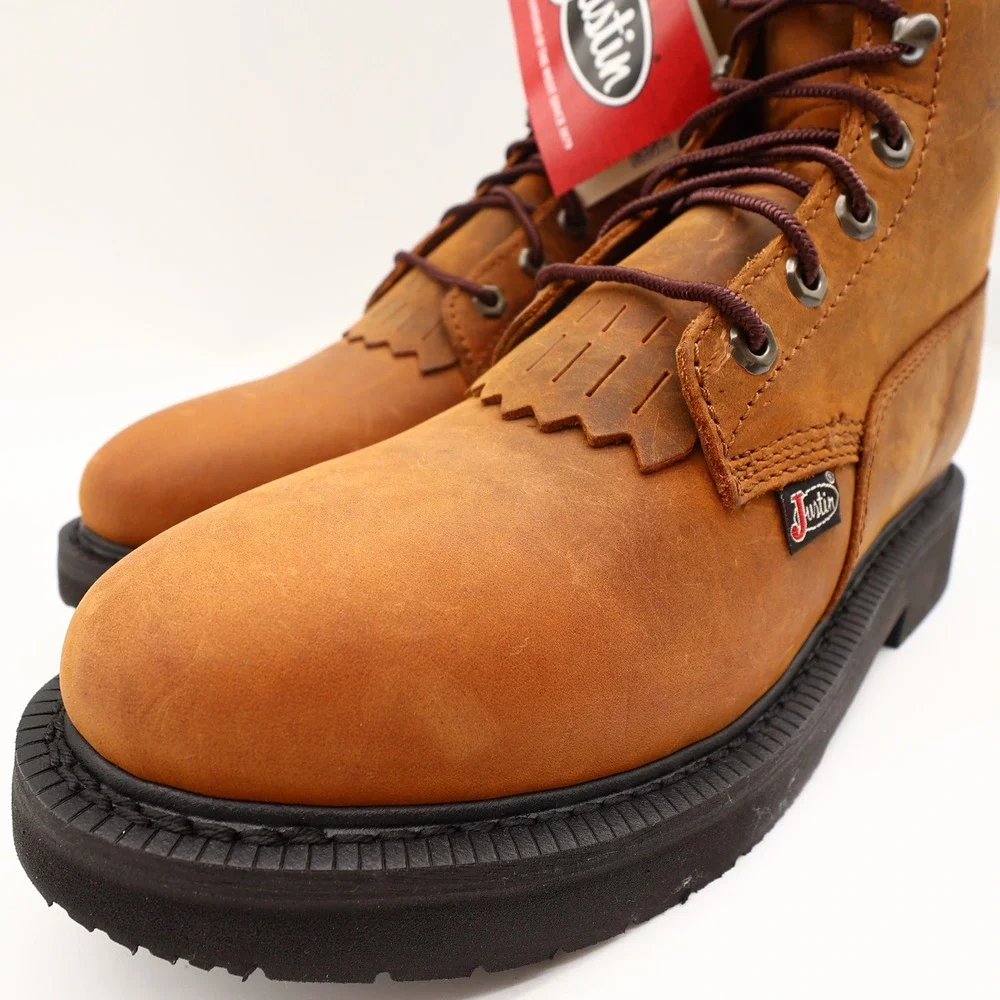 Justin Modern Work Boots Mens 9.5 D Aged Bark Brown Leather OW760 NWT Box